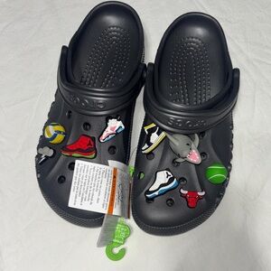 CROCS Kids' Black Sandals with Sporty Charms